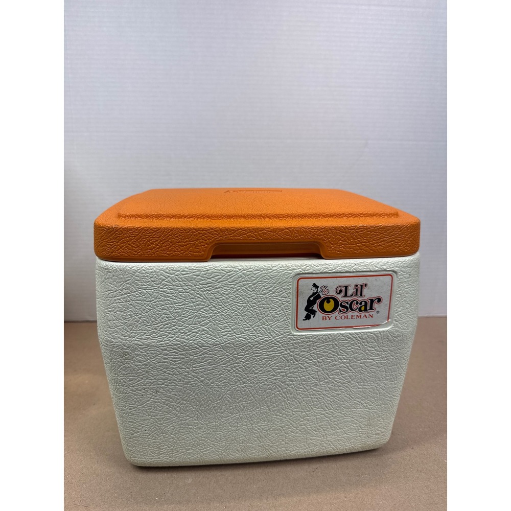 Vintage Coleman Lil Oscar Cooler Orange White 1982 Model 5272 Personal Ice Chest